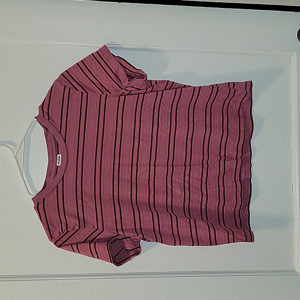 VS PINK Violet Striped Dreamer Cotton Tee, Medium